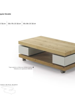 Mesa centro elevable con rueds